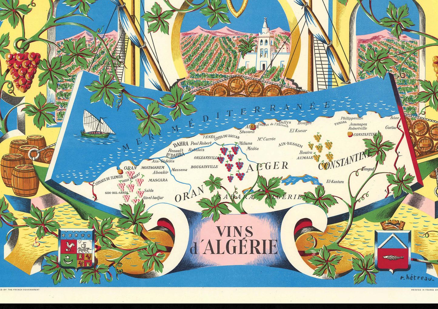 Map of French Wines, Algeria, The Vineyards of France , Wines of Algeria, Les Vignobles de France. Vins d'Algerie