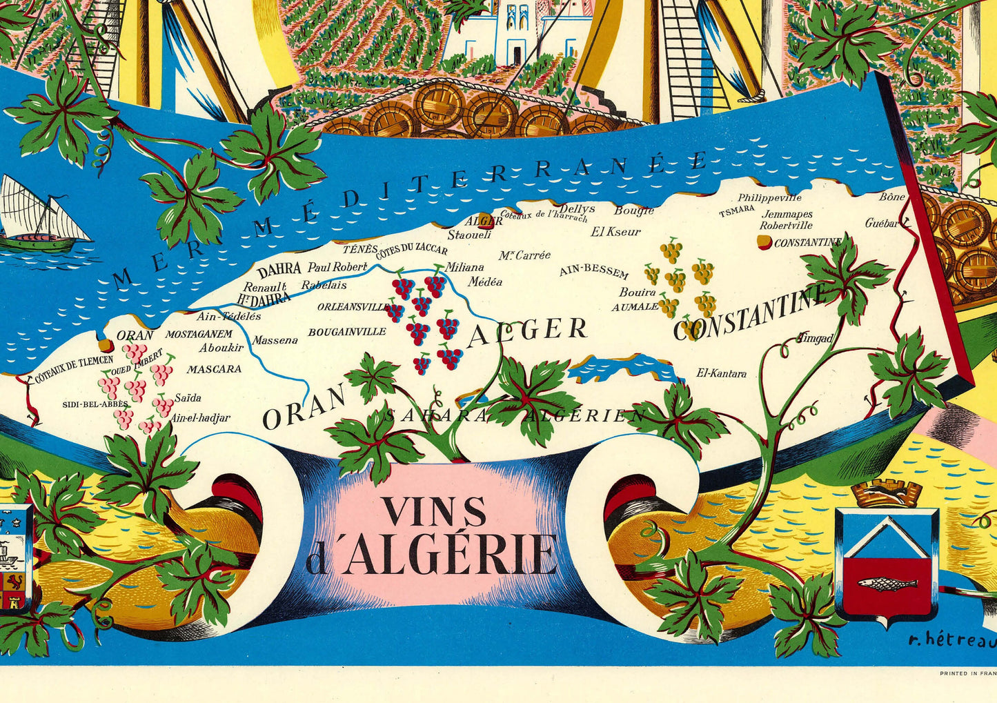 Map of French Wines, Algeria, The Vineyards of France , Wines of Algeria, Les Vignobles de France. Vins d'Algerie