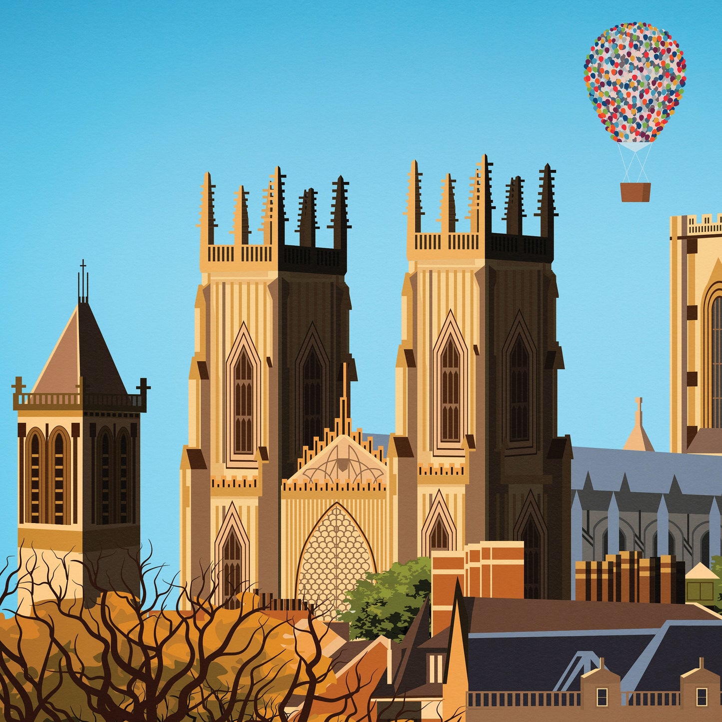 York Travel Poster | Hot Air Balloon Fiesta | York Minster | Wall Art | Home Decor Artwork | Wedding gift | Birthday Present