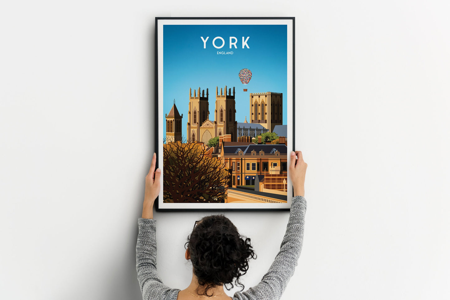 York Travel Poster | Hot Air Balloon Fiesta | York Minster | Wall Art | Home Decor Artwork | Wedding gift | Birthday Present