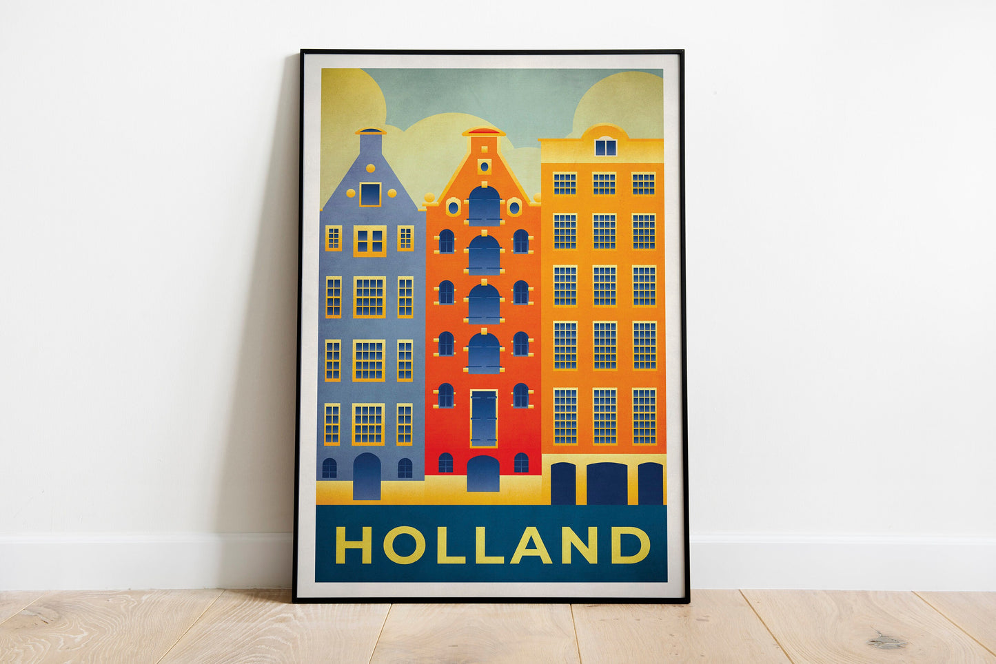 Holland Travel Poster, Vintage looking Holland illustration, Holland Print, Dutch Art, dutch Gifts, Vintage Dutch Print, Amsterdam Print