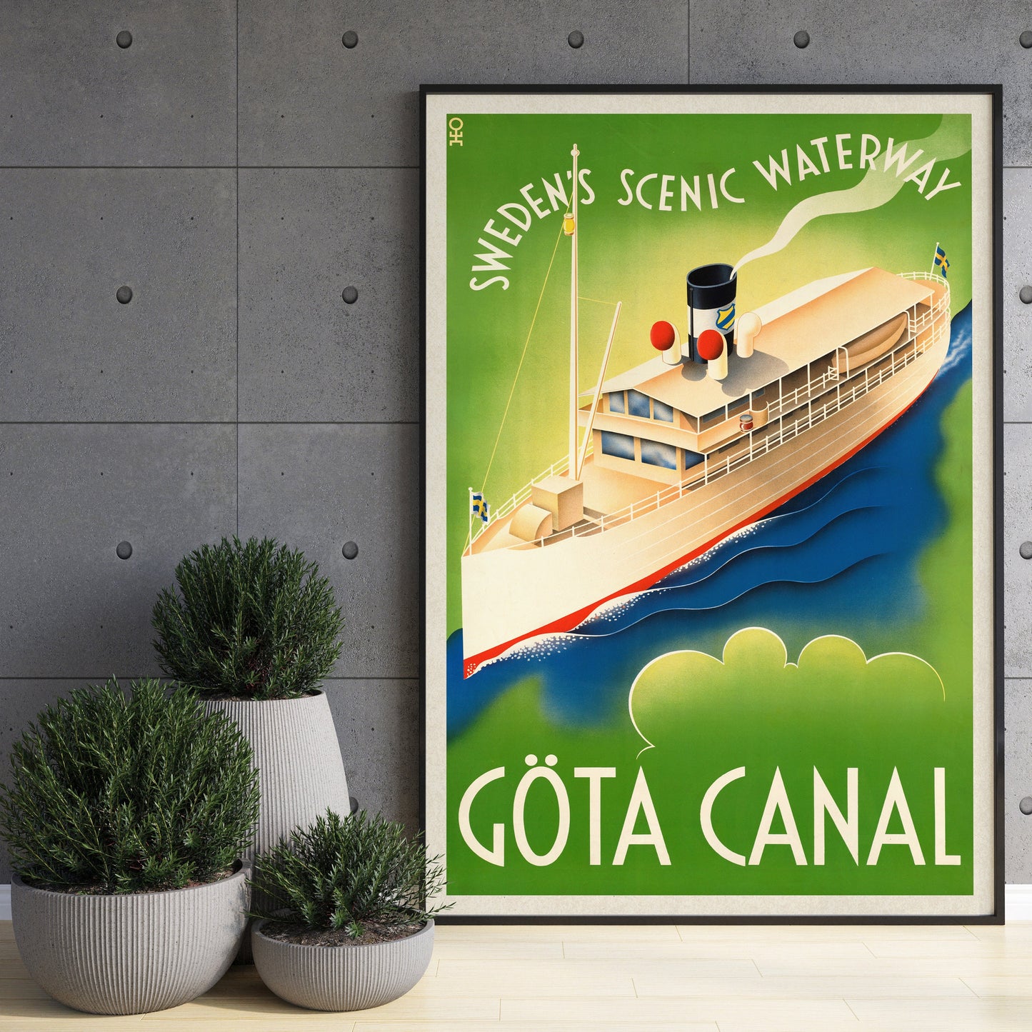 Göta Canal Travel Poster - Sweden's scenic waterway - Retro Sweden Print - Travel Wall Art - Wall Art - Housewarming Gift - Large Wall Art