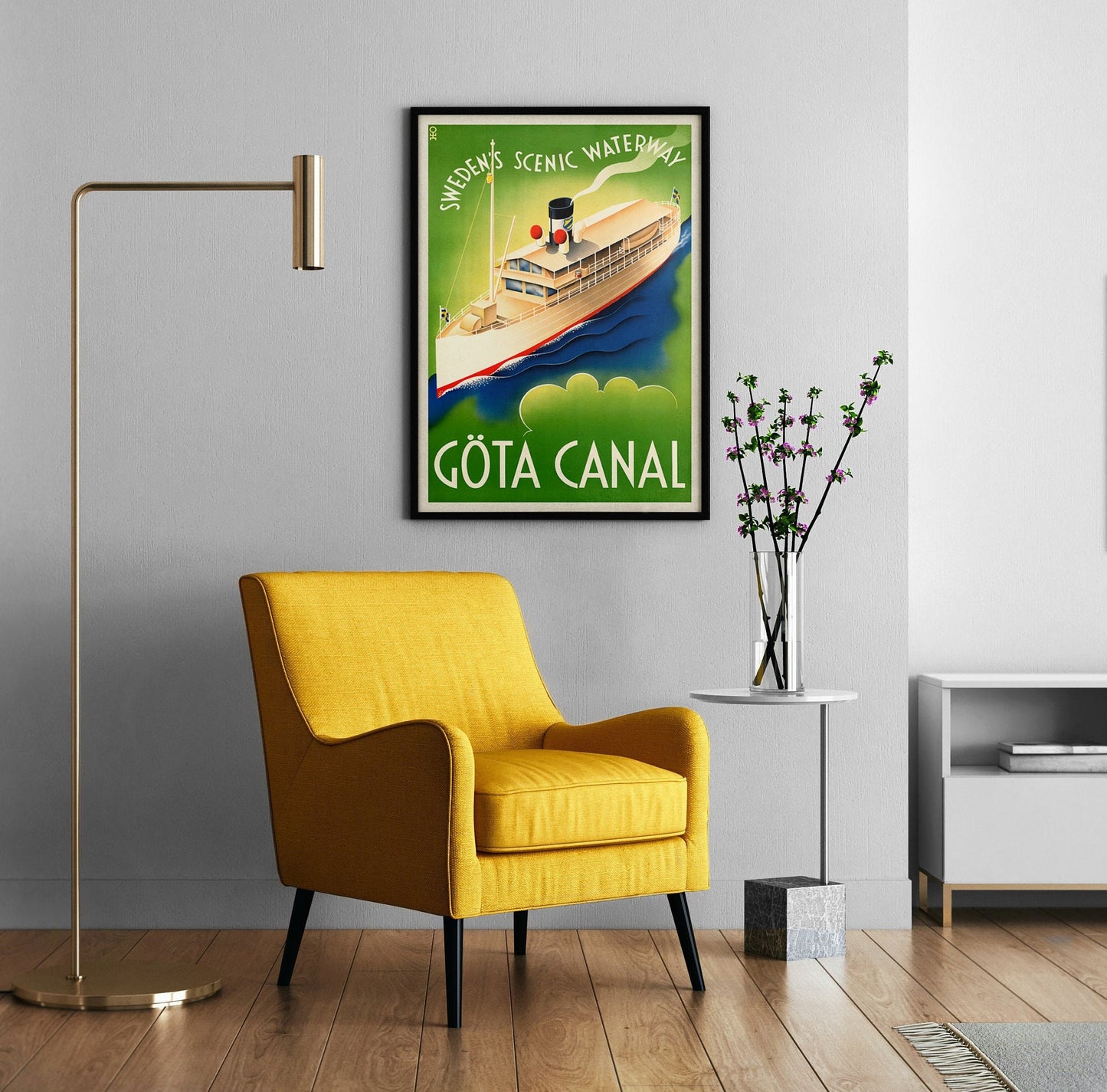 Göta Canal Travel Poster - Sweden's scenic waterway - Retro Sweden Print - Travel Wall Art - Wall Art - Housewarming Gift - Large Wall Art