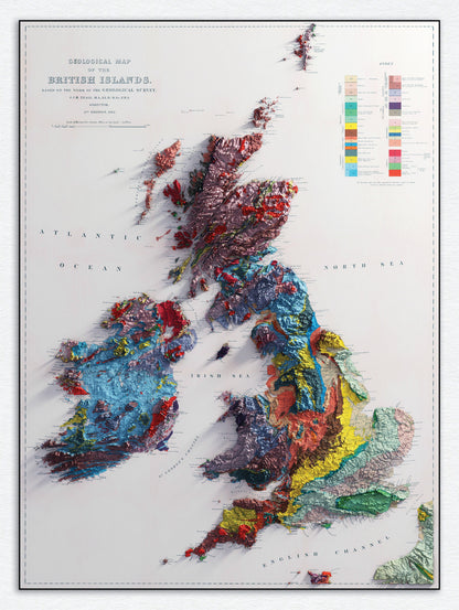 British Islands Geological Map - 2D relief Print