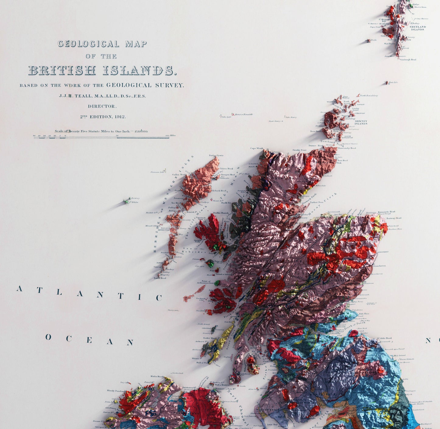 British Islands Geological Map - 2D relief Print