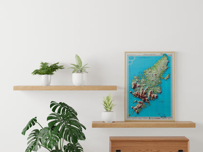 Map of Harris and Lewis 3D Effect Relief Edition, Outer Hebrides | Old Antique Map of Isle of Harris | Old Map Wall Print | Poster Wall Art