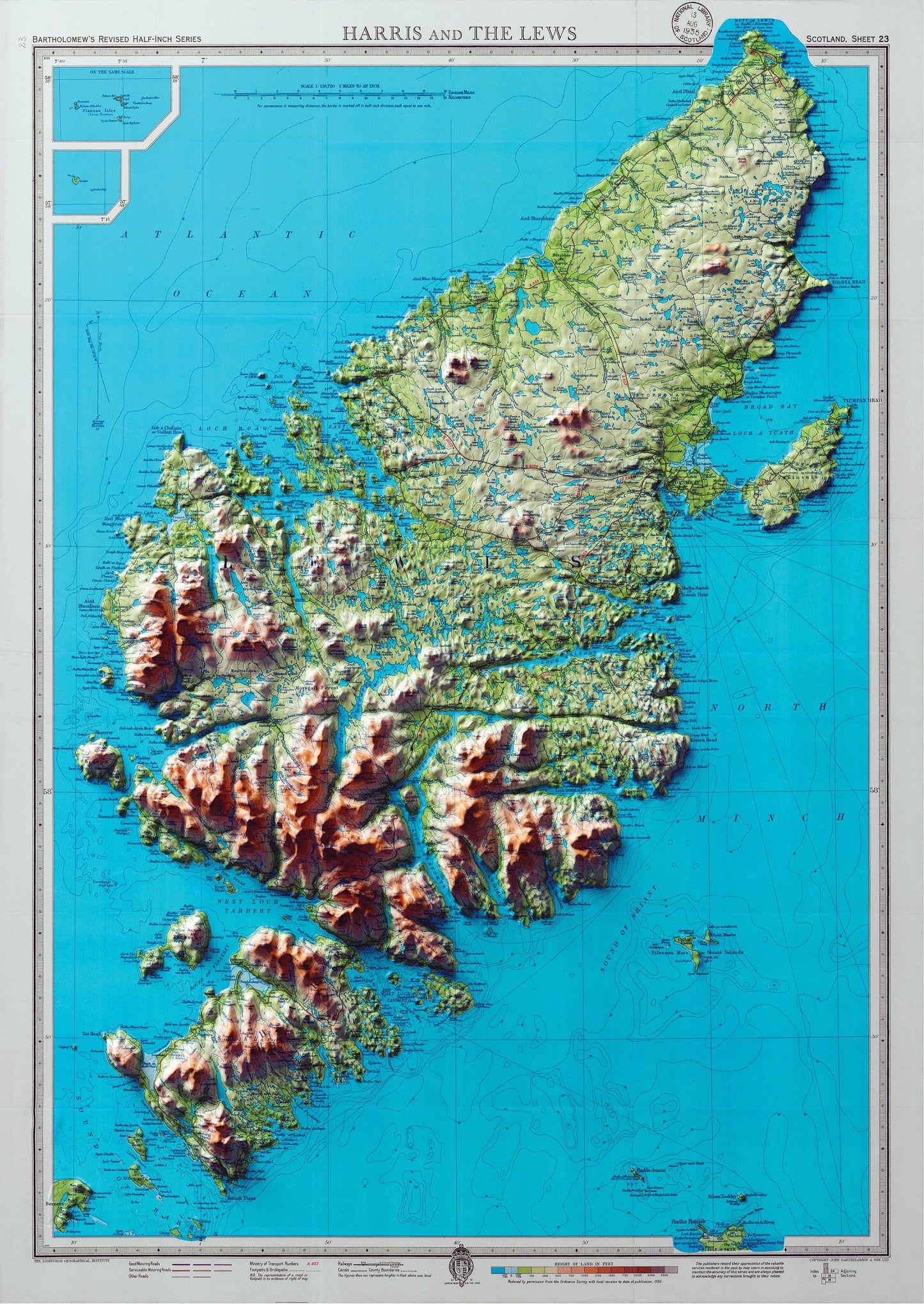 Map of Harris and Lewis 3D Effect Relief Edition, Outer Hebrides | Old Antique Map of Isle of Harris | Old Map Wall Print | Poster Wall Art