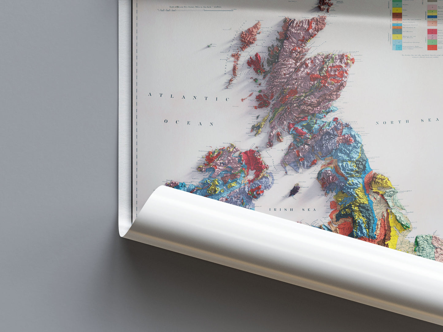 British Islands Geological Map - 2D relief Print