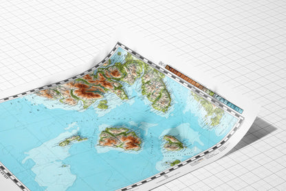 Isle of Skye, Canna, Rum, Eigg and Muck Topographic Map Print - Vintage - Retro - Geological Map - 3D effect relief Print