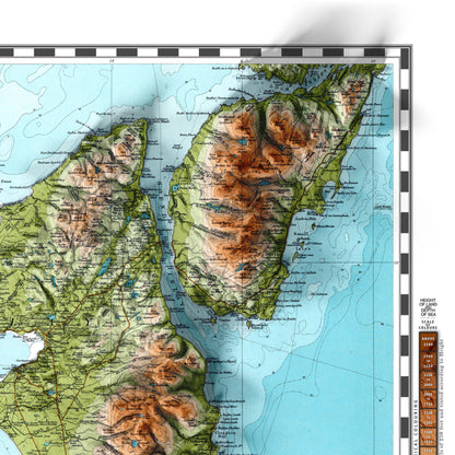 Islay Topographic Map Print - "The Queen of the Hebrides" - Vintage - Retro - Geological Map - 3D effect relief Print