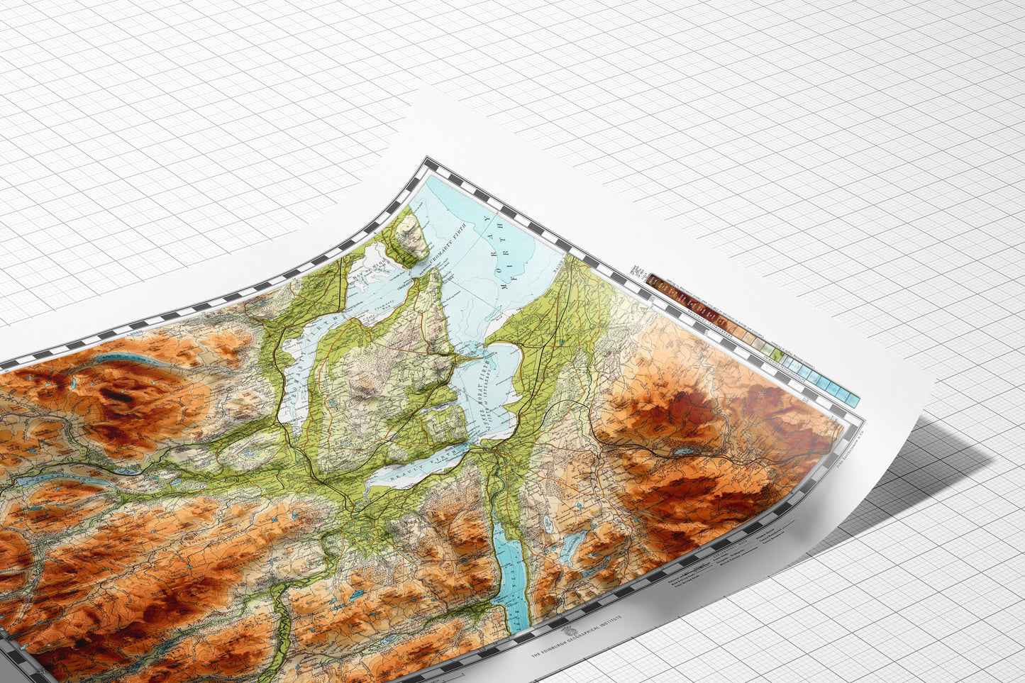 Inverness Topographic Map Print - Vintage - Retro - Geological Map - 3D effect relief Print