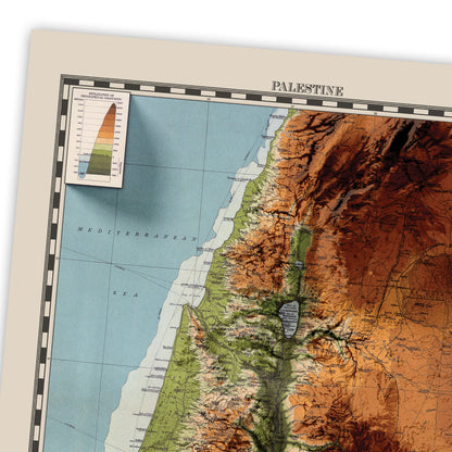 Palestine Map  - Topographic Shaded Elevation Relief Map - Vintage Style  - 2D Giclée Print -  Palestine, Israel, biblical Map, Bible Study